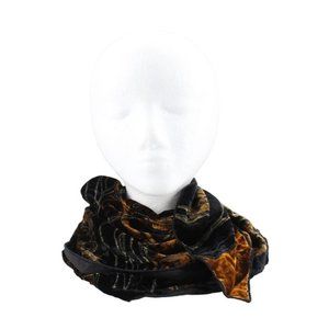 Cocoon House Black Gold Geometric Pattern Viscose Silk Blend Scarf